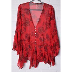 Free People Sheer Flare Sleeve Top